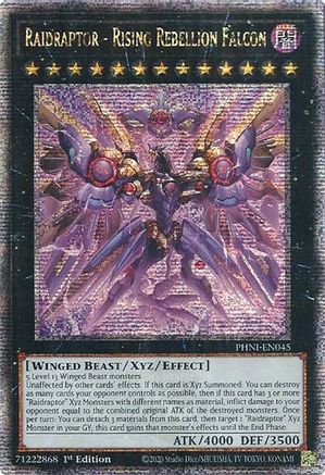 QUARTER CENTURY SECRET RARE Raidraptor - Rising Rebellion Falcon (Quarter Century Secret Rare) (PHNI-EN045) - Phantom Nightmare 1st Edition