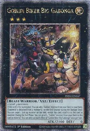 QUARTER CENTURY SECRET RARE Goblin Biker Big Gabonga (Quarter Century Secret Rare) (PHNI-EN047) - Phantom Nightmare 1st Edition
