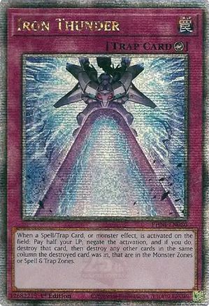 QUARTER CENTURY SECRET RARE Iron Thunder (Quarter Century Secret Rare) (PHNI-EN080) - Phantom Nightmare 1st Edition