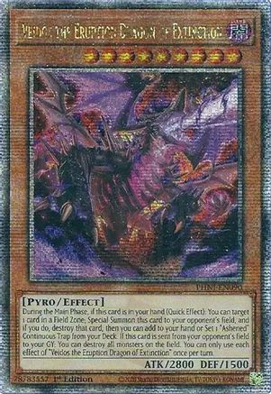QUARTER CENTURY SECRET RARE Veidos the Eruption Dragon of Extinction (Quarter Century Secret Rare) (PHNI-EN090) - Phantom Nightmare 1st Edition