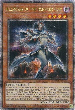 QUARTER CENTURY SECRET RARE Priestess of the Ashened City (Quarter Century Secret Rare) (PHNI-EN093) - Phantom Nightmare 1st Edition