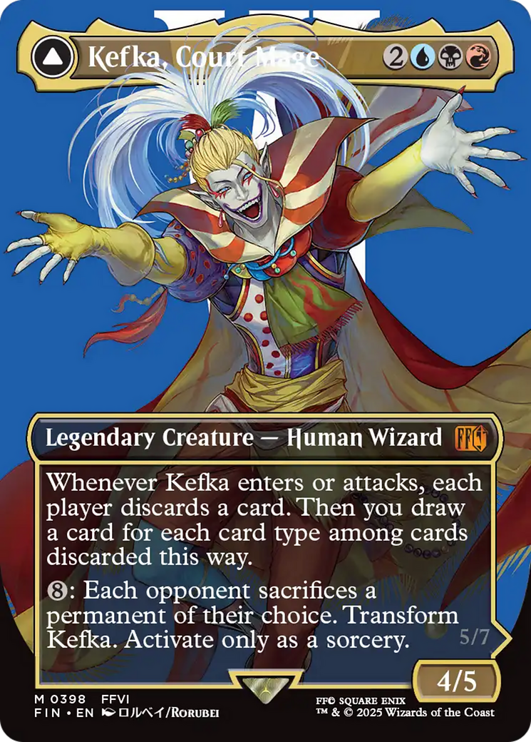 FOIL Kefka, Court Mage (Borderless) (0398) (FIN-398) - FINAL FANTASY - Magic The Gathering