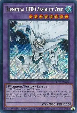 SECRET RARE Elemental HERO Absolute Zero (BLC1-EN004) - Battles of Legend: Chapter 1 Limited