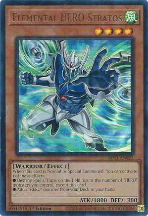 ULTRA RARE Elemental HERO Stratos (Alternate Art) (BLC1-EN022) - Battles of Legend: Chapter 1 1st Edition