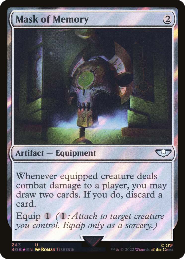 FOIL Mask of Memory (Surge Foil) (40K-243) - Warhammer 40,000 Commander - Magic The Gathering