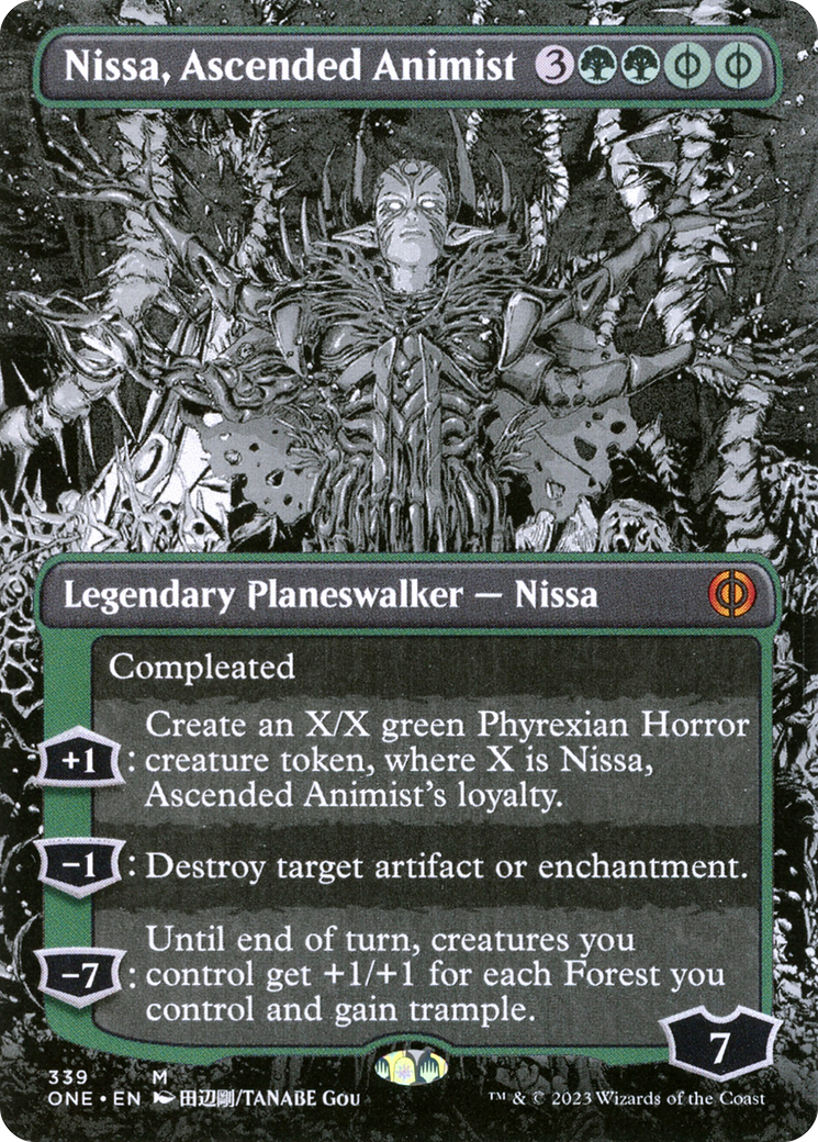 Nissa, Ascended Animist (Borderless) (ONE-339) - Phyrexia: All Will Be One - Magic The Gathering