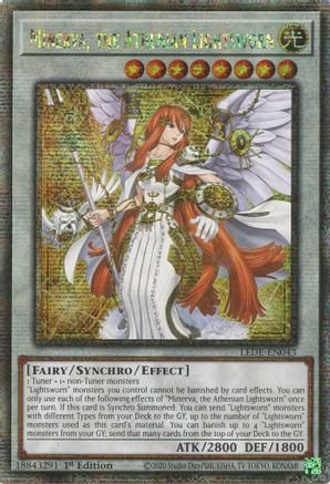 QUARTER CENTURY SECRET RARE Minerva, the Athenian Lightsworn (Quarter Century Secret Rare) (LEDE-EN043) - Legacy of Destruction 1st Edition