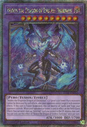 QUARTER CENTURY SECRET RARE Veidos the Dragon of Endless Darkness (Quarter Century Secret Rare) (LEDE-EN092) - Legacy of Destruction 1st Edition