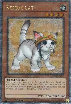 QUARTER CENTURY SECRET RARE Rescue Cat (Alternate Art) (Quarter Century Secret Rare) (RA02-EN001) - 25th Anniversary Rarity Collection II 1st Edition
