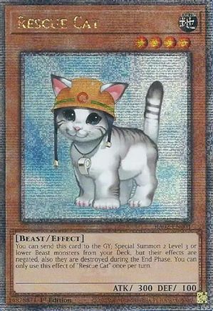 QUARTER CENTURY SECRET RARE Rescue Cat (Quarter Century Secret Rare) (RA02-EN001) - 25th Anniversary Rarity Collection II 1st Edition