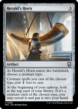 FOIL Herald's Horn (Ripple Foil) (M3C-296) - Modern Horizons 3 Commander - Magic The Gathering