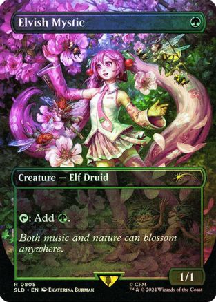 FOIL Elvish Mystic (0805) (Rainbow Foil) (SLD-805) - Secret Lair Drop Series - Magic The Gathering