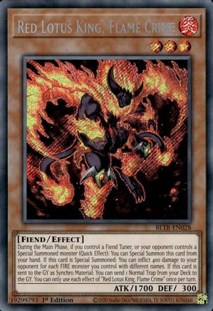 SECRET RARE Red Lotus King, Flame Crime (BLTR-EN028) - Battles of Legend: Terminal Revenge 1st Edition