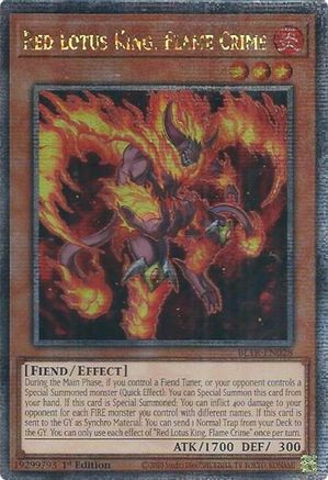 QUARTER CENTURY SECRET RARE Red Lotus King, Flame Crime (Quarter Century Secret Rare) (BLTR-EN028) - Battles of Legend: Terminal Revenge 1st Edition