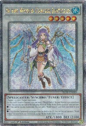 QUARTER CENTURY SECRET RARE Ib the World Chalice Justiciar (Quarter Century Secret Rare) (BLTR-EN089) - Battles of Legend: Terminal Revenge 1st Edition