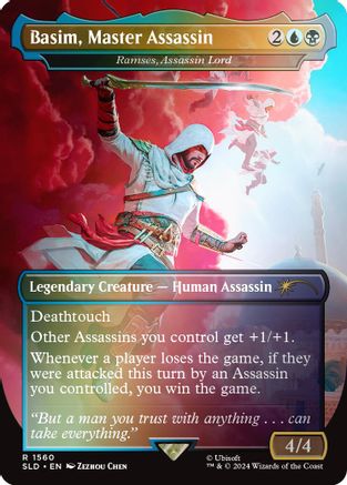 FOIL Basim, Master Assassin - Ramses, Assassin Lord (Rainbow Foil) (SLD-1560) - Secret Lair Drop Series - Magic The Gathering