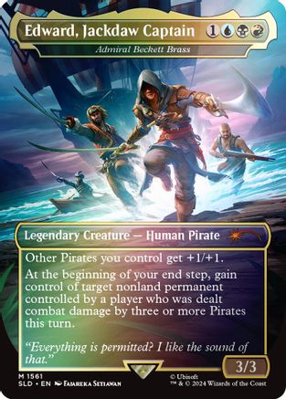 FOIL Edward, Jackdaw Captain - Admiral Beckett Brass (Rainbow Foil) (SLD-1561) - Secret Lair Drop Series - Magic The Gathering