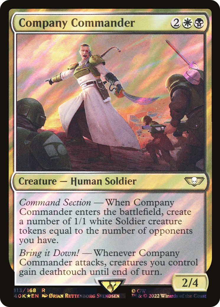 FOIL Company Commander (Surge Foil) (40K-113) - Warhammer 40,000 Commander - Magic The Gathering