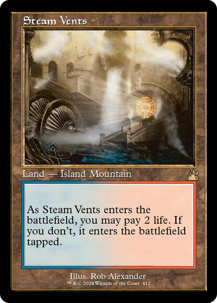 FOIL Steam Vents (Retro Frame) (RVR-412) - Ravnica Remastered - Magic The Gathering