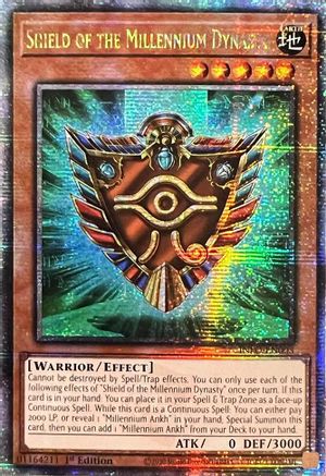 QUARTER CENTURY SECRET RARE Shield of the Millennium Dynasty (Quarter Century Secret Rare) (INFO-EN003) - The Infinite Forbidden 1st Edition