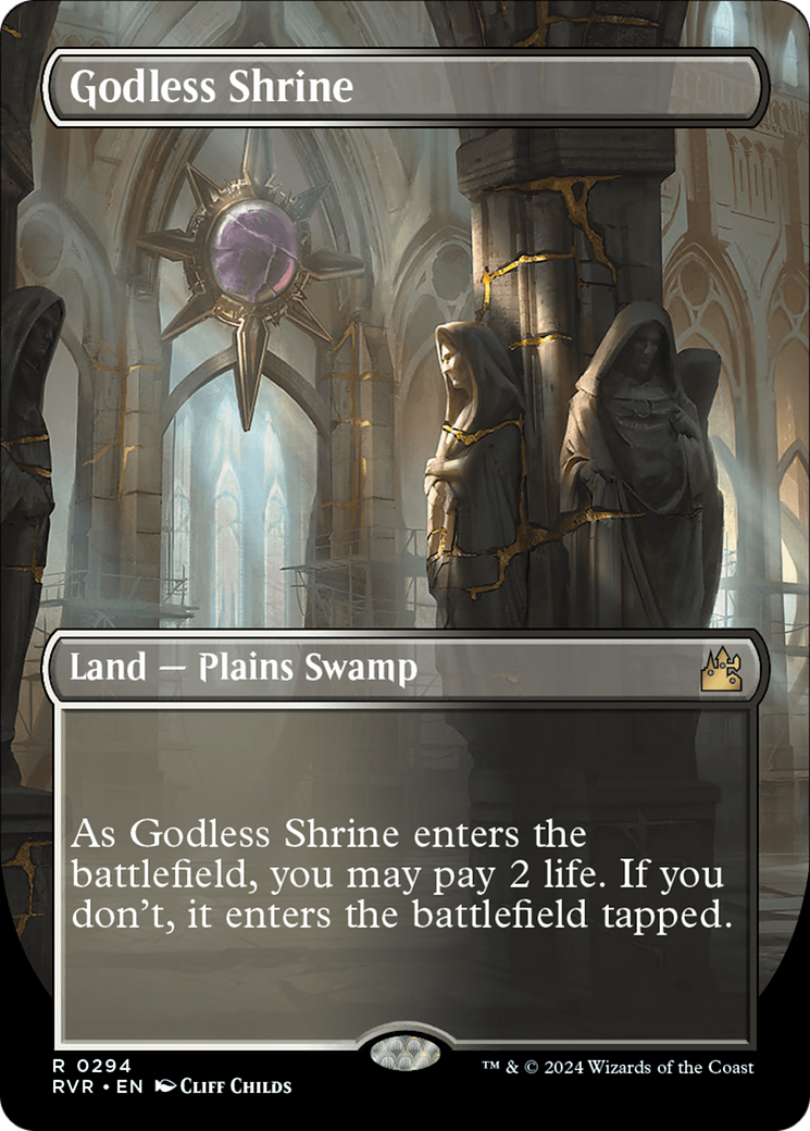 FOIL Godless Shrine (Borderless) (RVR-294) - Ravnica Remastered - Magic The Gathering