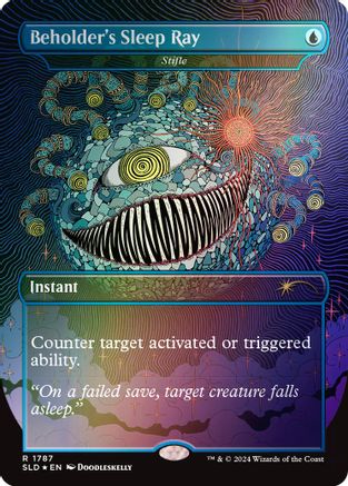 FOIL Beholder's Sleep Ray - Stifle (Rainbow Foil) (SLD-1787) - Secret Lair Drop Series - Magic The Gathering