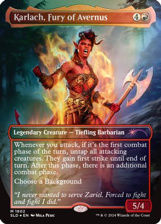 FOIL Karlach, Fury of Avernus (Rainbow Foil) (SLD-1802) - Secret Lair Drop Series - Magic The Gathering