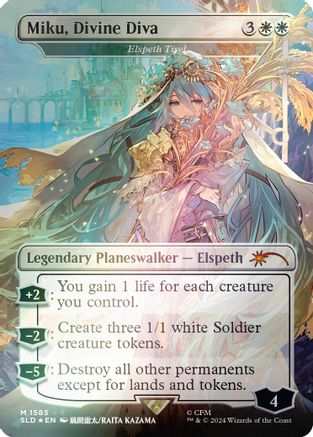 FOIL Miku, Divine Diva - Elspeth Tirel (Rainbow Foil) (SLD-1585) - Secret Lair Drop Series - Magic The Gathering
