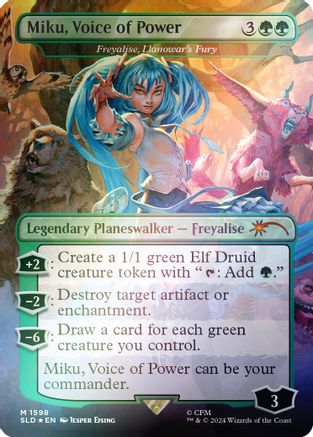 FOIL Miku, Voice of Power - Freyalise, Llanowar's Fury (Rainbow Foil) (SLD-1598) - Secret Lair Drop Series - Magic The Gathering