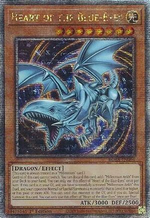 QUARTER CENTURY SECRET RARE Heart of the Blue-Eyes (Quarter Century Secret Rare) (ROTA-EN004) - Rage of the Abyss 1st Edition