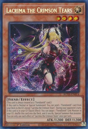 SECRET RARE Lacrima the Crimson Tears (ROTA-EN014) - Rage of the Abyss 1st Edition