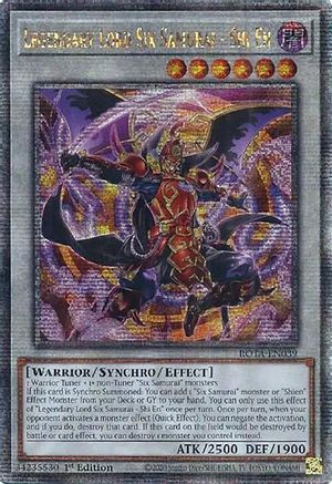 QUARTER CENTURY SECRET RARE Legendary Lord Six Samurai - Shi En (Quarter Century Secret Rare) (ROTA-EN039) - Rage of the Abyss 1st Edition