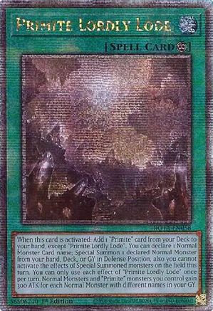 QUARTER CENTURY SECRET RARE Primite Lordly Lode (Quarter Century Secret Rare) (ROTA-EN058) - Rage of the Abyss 1st Edition