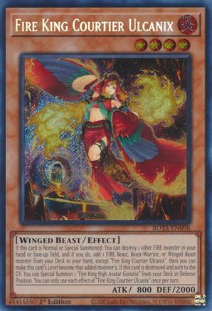 SECRET RARE Fire King Courtier Ulcanix (ROTA-EN098) - Rage of the Abyss 1st Edition