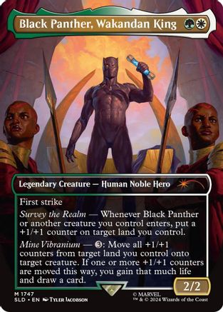 FOIL Black Panther, Wakandan King (Rainbow Foil) (SLD-1747) - Secret Lair Drop Series - Magic The Gathering
