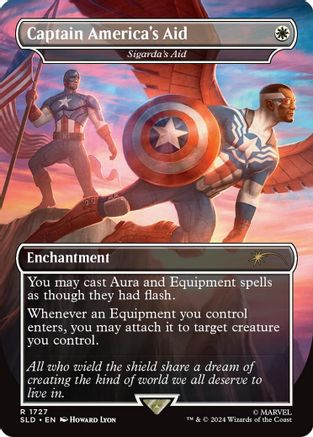 FOIL Captain America's Aid - Sigarda's Aid (Rainbow Foil) (SLD-1727) - Secret Lair Drop Series - Magic The Gathering