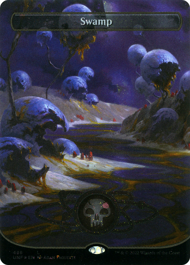 FOIL Swamp (488) (Borderless) (Galaxy Foil) (UNF-488) - Unfinity - Magic The Gathering