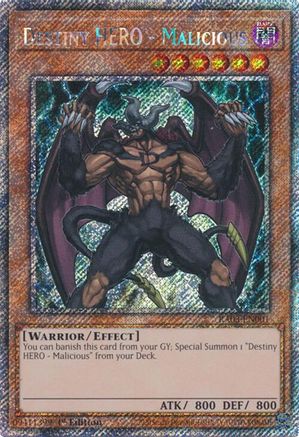 PLATINUM SECRET RARE Destiny HERO - Malicious (Platinum Secret Rare) (RA03-EN001) - Quarter Century Bonanza 1st Edition