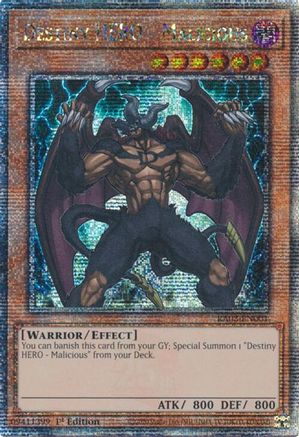 QUARTER CENTURY SECRET RARE Destiny HERO - Malicious (Quarter Century Secret Rare) (RA03-EN001) - Quarter Century Bonanza 1st Edition