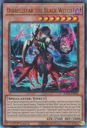 PRISMATIC ULTIMATE RARE Diabellstar the Black Witch (PUR) (RA03-EN032) - Quarter Century Bonanza 1st Edition