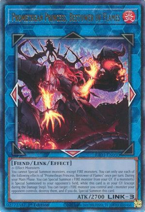 PRISMATIC ULTIMATE RARE Promethean Princess, Bestower of Flames (PUR) (RA03-EN050) - Quarter Century Bonanza 1st Edition