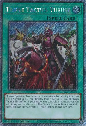 PLATINUM SECRET RARE Triple Tactics Thrust (Platinum Secret Rare) (RA03-EN072) - Quarter Century Bonanza 1st Edition