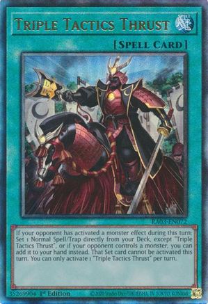 PRISMATIC ULTIMATE RARE Triple Tactics Thrust (PUR) (RA03-EN072) - Quarter Century Bonanza 1st Edition