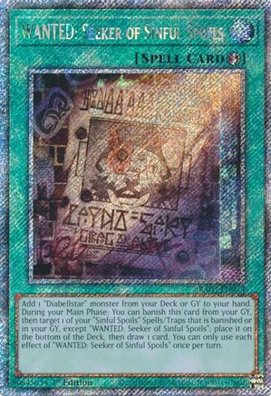 PLATINUM SECRET RARE WANTED: Seeker of Sinful Spoils (Platinum Secret Rare) (RA03-EN074) - Quarter Century Bonanza 1st Edition