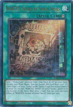 ULTRA RARE WANTED: Seeker of Sinful Spoils (UR) (RA03-EN074) - Quarter Century Bonanza 1st Edition