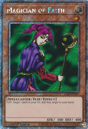 PLATINUM SECRET RARE Magician of Faith (Platinum Secret Rare) (RA03-EN090) - Quarter Century Bonanza 1st Edition