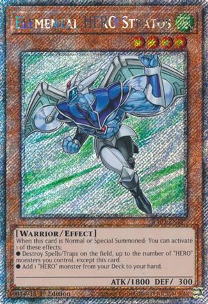 PLATINUM SECRET RARE Elemental HERO Stratos (Platinum Secret Rare) (RA03-EN177) - Quarter Century Bonanza 1st Edition