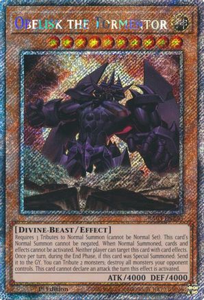 PLATINUM SECRET RARE Obelisk the Tormentor (Platinum Secret Rare) (RA03-EN230) - Quarter Century Bonanza 1st Edition
