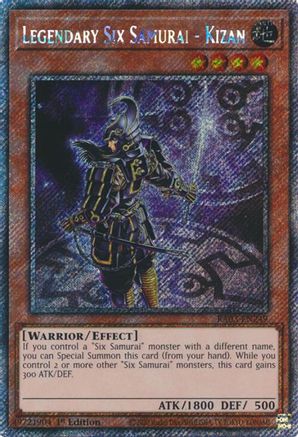 PLATINUM SECRET RARE Legendary Six Samurai - Kizan (Platinum Secret Rare) (RA03-EN249) - Quarter Century Bonanza 1st Edition