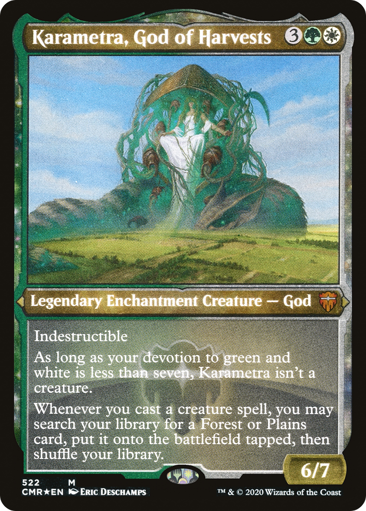 ETCHED FOIL Karametra, God of Harvests (Foil Etched) (CMR-522) - Commander Legends - Magic The Gathering